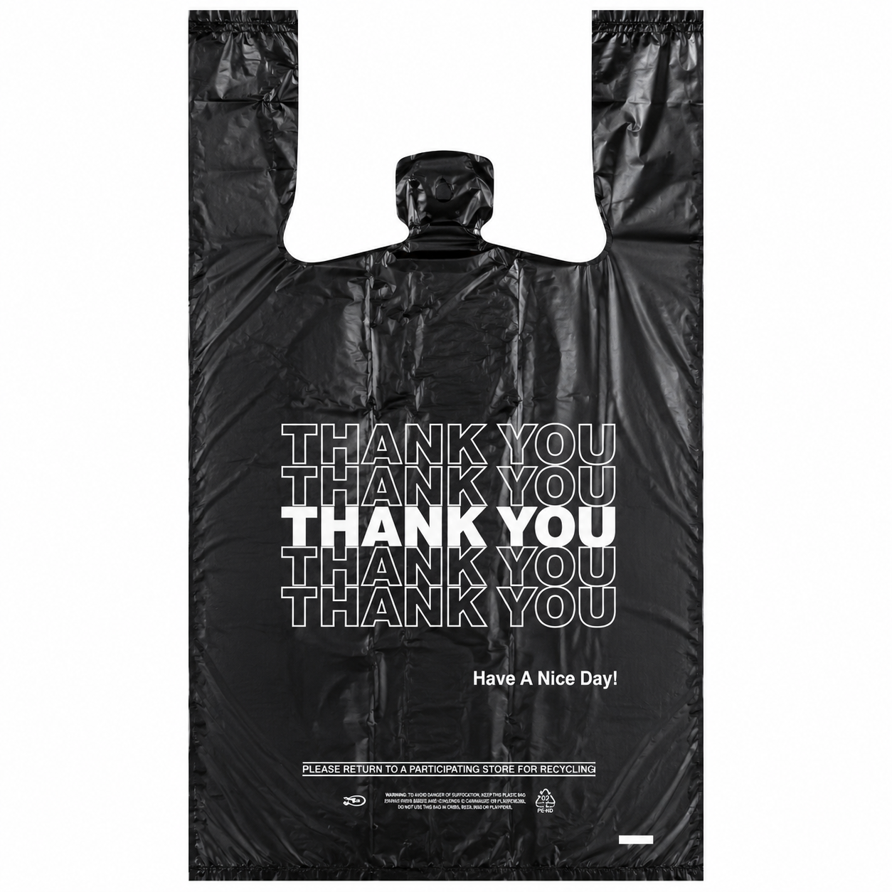 Black Thank You Plastic Shopping Bags